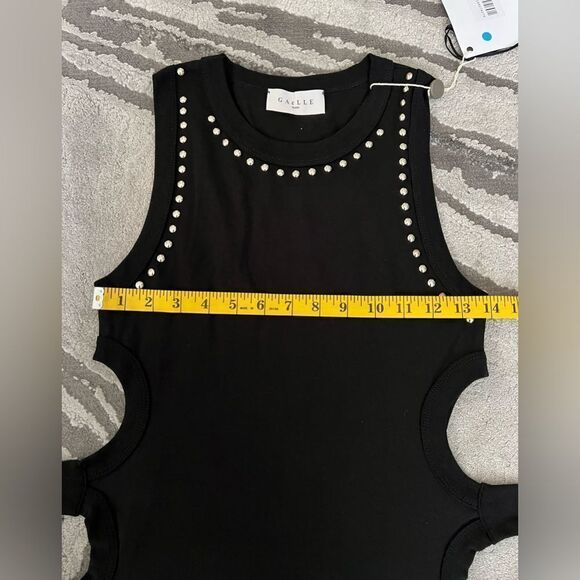 Gaelle Paris Mini Black Party Dress With Cutouts on the Side - Picture 12 of 14